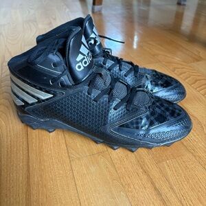 Adidas Mens Football Cleats Freak MD Lace Up Black Silver Spikes Shoes Size 10